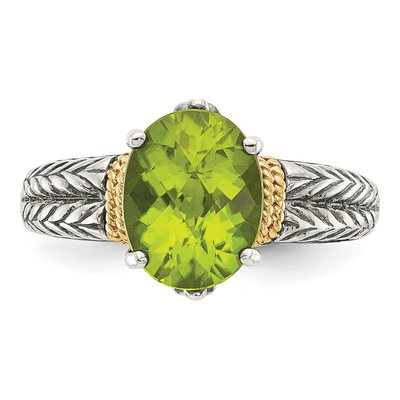 Sterling Silver & 14K Gold Peridot Ring – view 6