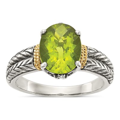 Sterling Silver & 14K Gold Peridot Ring