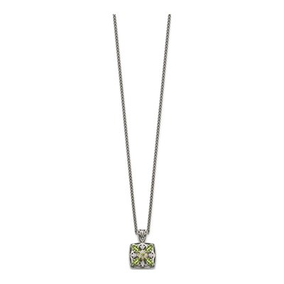 Sterling Silver & 14K Gold Peridot & Diamond Pendant Necklace – view 3