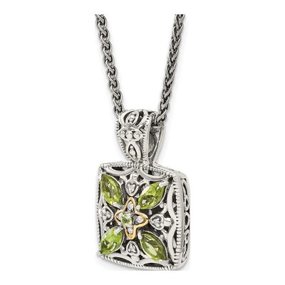 Sterling Silver & 14K Gold Peridot & Diamond Pendant Necklace – view 6