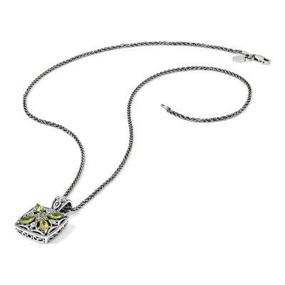 Sterling Silver & 14K Gold Peridot & Diamond Pendant Necklace – view 7