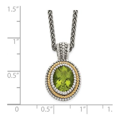 Sterling Silver & 14K Gold Peridot Pendant Necklace – view 4
