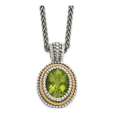 Sterling Silver & 14K Gold Peridot Pendant Necklace