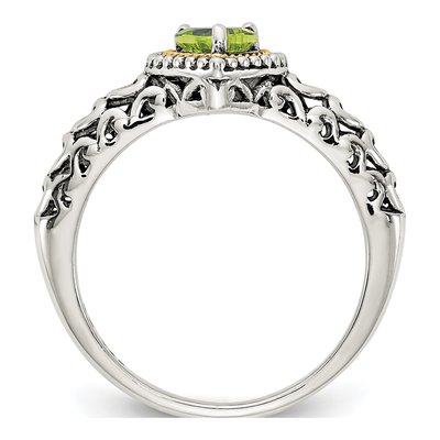 Sterling Silver & 14K Gold Peridot Heart Ring – view 3