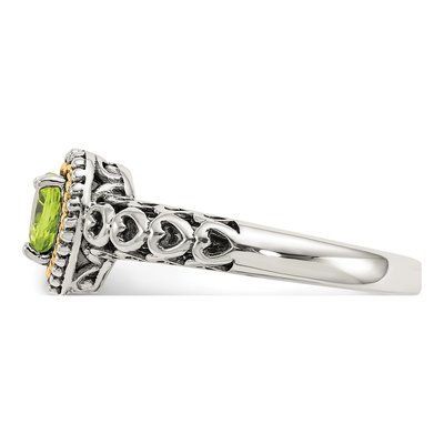 Sterling Silver & 14K Gold Peridot Heart Ring – view 4