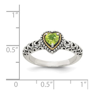 Sterling Silver & 14K Gold Peridot Heart Ring – view 5