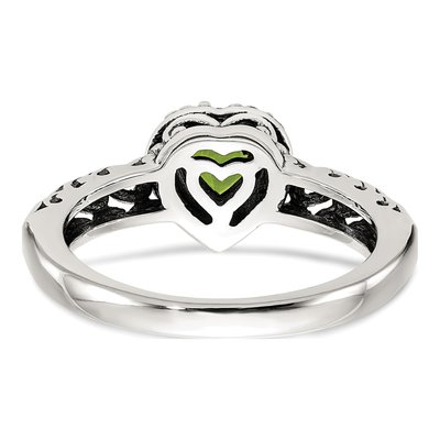 Sterling Silver & 14K Gold Peridot Heart Ring – view 7