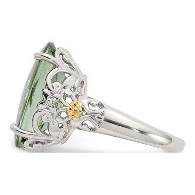 Sterling Silver & 14K Gold Prasiolite Ring – view 4
