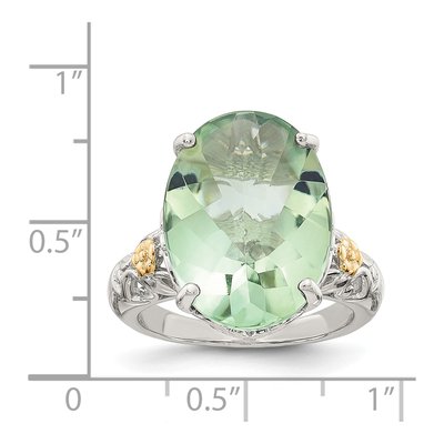 Sterling Silver & 14K Gold Prasiolite Ring – view 5
