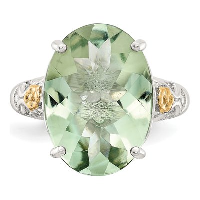 Sterling Silver & 14K Gold Prasiolite Ring – view 6