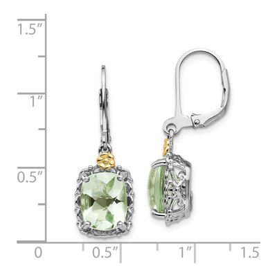 Sterling Silver & 14K Gold Prasiolite Leverback Earrings – view 5