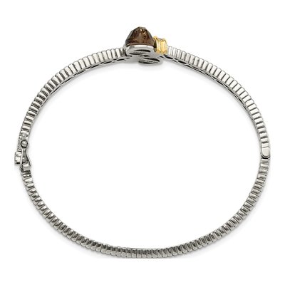 Sterling Silver & 14K Gold Smoky Quartz & Diamond Bangle Bracelet – view 2