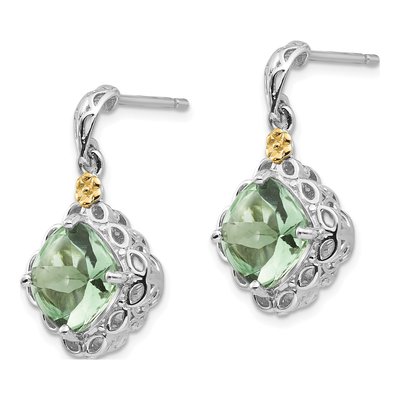 Sterling Silver & 14K Gold Prasiolite Dangle Earrings – view 3