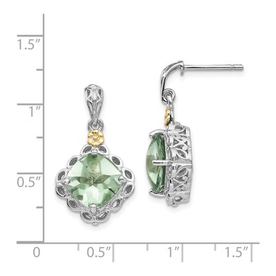 Sterling Silver & 14K Gold Prasiolite Dangle Earrings – view 5