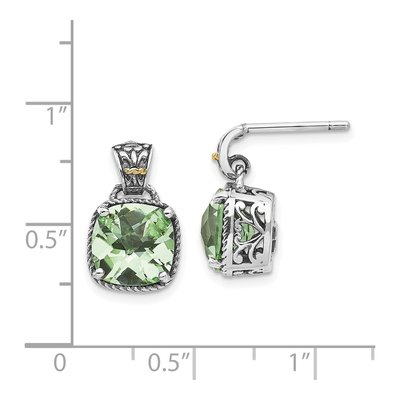 Sterling Silver & 14K Gold Prasiolite Dangle Earrings – view 5