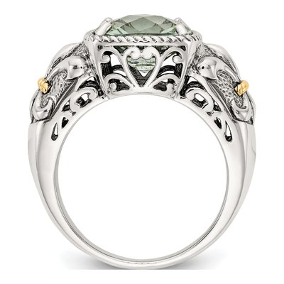 Sterling Silver & 14K Gold Prasiolite Ring – view 3