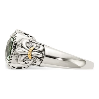 Sterling Silver & 14K Gold Prasiolite Ring – view 4