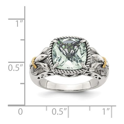 Sterling Silver & 14K Gold Prasiolite Ring – view 5