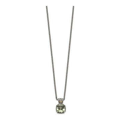 Sterling Silver & 14K Gold Prasiolite Pendant Necklace – view 3