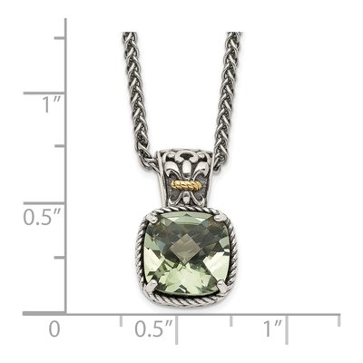 Sterling Silver & 14K Gold Prasiolite Pendant Necklace – view 4