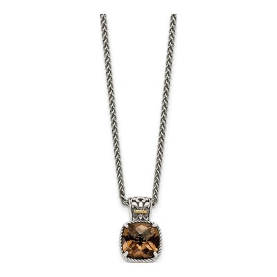 Sterling Silver & 14K Gold Smoky Quartz Pendant Necklace – view 3