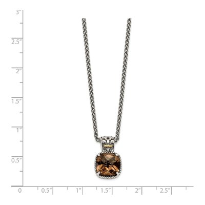 Sterling Silver & 14K Gold Smoky Quartz Pendant Necklace – view 4
