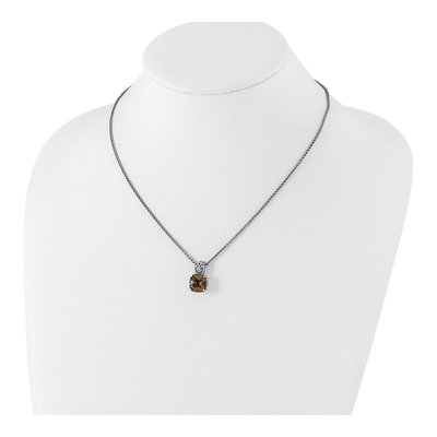Sterling Silver & 14K Gold Smoky Quartz Pendant Necklace – view 5