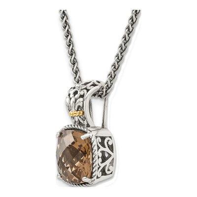 Sterling Silver & 14K Gold Smoky Quartz Pendant Necklace – view 6