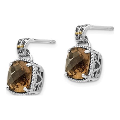 Sterling Silver & 14K Gold Smoky Quartz Dangle Earrings – view 3