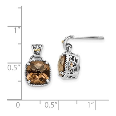 Sterling Silver & 14K Gold Smoky Quartz Dangle Earrings – view 5
