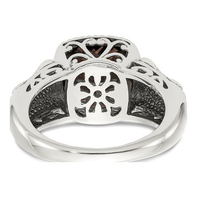 Sterling Silver & 14K Gold Smoky Quartz Cushion Ring – view 7