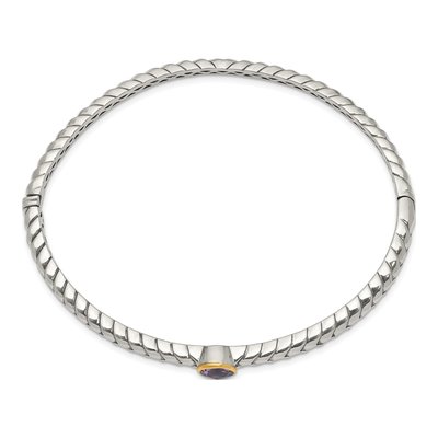 Sterling Silver & 14K Gold Amethyst Bangle Bracelet – view 2