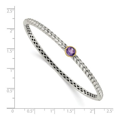 Sterling Silver & 14K Gold Amethyst Bangle Bracelet – view 3