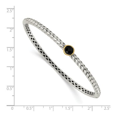 Sterling Silver & 14K Gold Onyx Bangle Bracelet – view 3