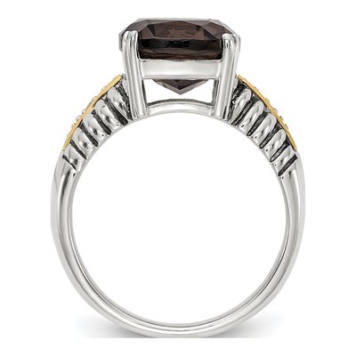 Sterling Silver & 14K Gold Smoky Quartz & Diamond Ring – view 3