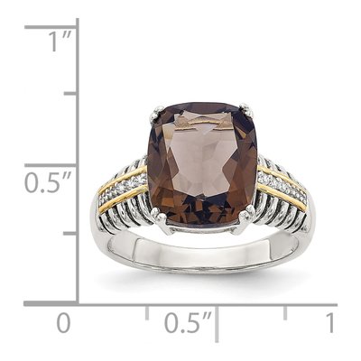Sterling Silver & 14K Gold Smoky Quartz & Diamond Ring – view 5