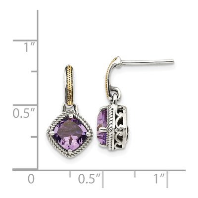 Sterling Silver & 14K Gold Amethyst Dangle Earrings – view 5