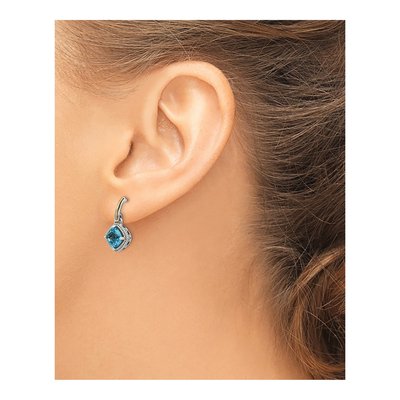 Sterling Silver & 14K Gold Swiss Blue Topaz Dangle Earrings – view 4