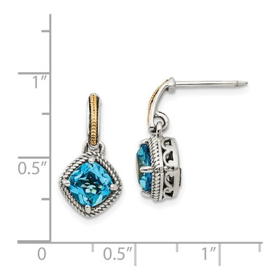 Sterling Silver & 14K Gold Swiss Blue Topaz Dangle Earrings – view 5
