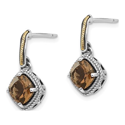 Sterling Silver & 14K Gold Smoky Quartz Dangle Earrings – view 3