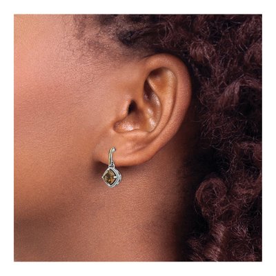 Sterling Silver & 14K Gold Smoky Quartz Dangle Earrings – view 4