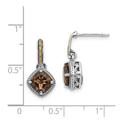 Sterling Silver & 14K Gold Smoky Quartz Dangle Earrings – view 5