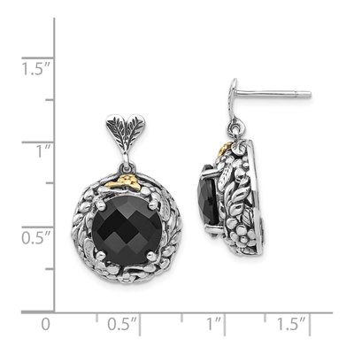 Sterling Silver & 14K Gold Onyx Dangle Earrings – view 5
