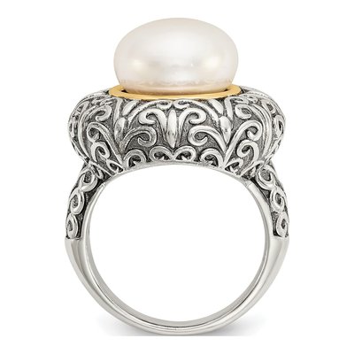 Sterling Silver & 14K Gold Freshwater Cultured Pearl Ring – view 2