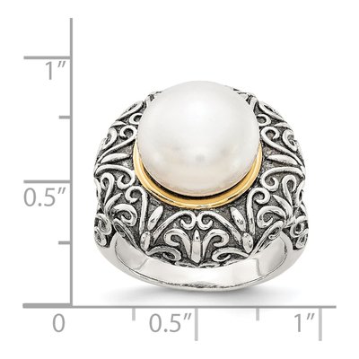 Sterling Silver & 14K Gold Freshwater Cultured Pearl Ring – view 4
