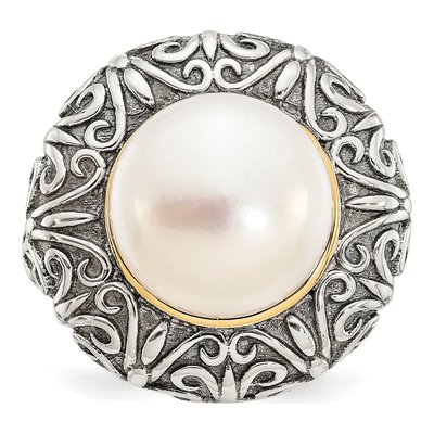 Sterling Silver & 14K Gold Freshwater Cultured Pearl Ring – view 5