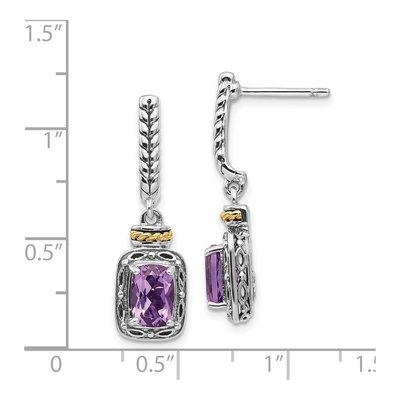 Sterling Silver & 14K Gold Amethyst Dangle Earrings – view 5