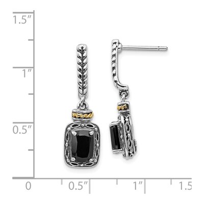 Sterling Silver & 14K Gold Onyx Dangle Earrings – view 5