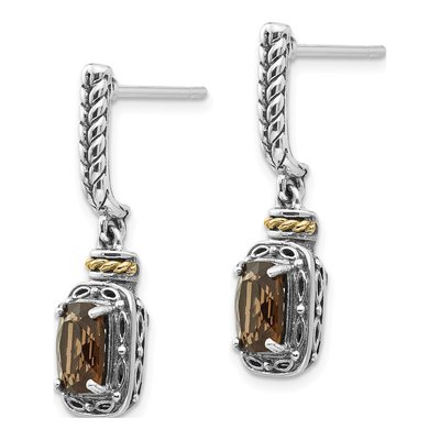 Sterling Silver & 14K Gold Smoky Quartz Dangle Earrings – view 3