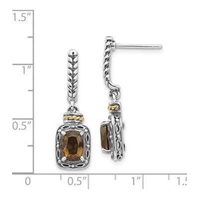 Sterling Silver & 14K Gold Smoky Quartz Dangle Earrings – view 5